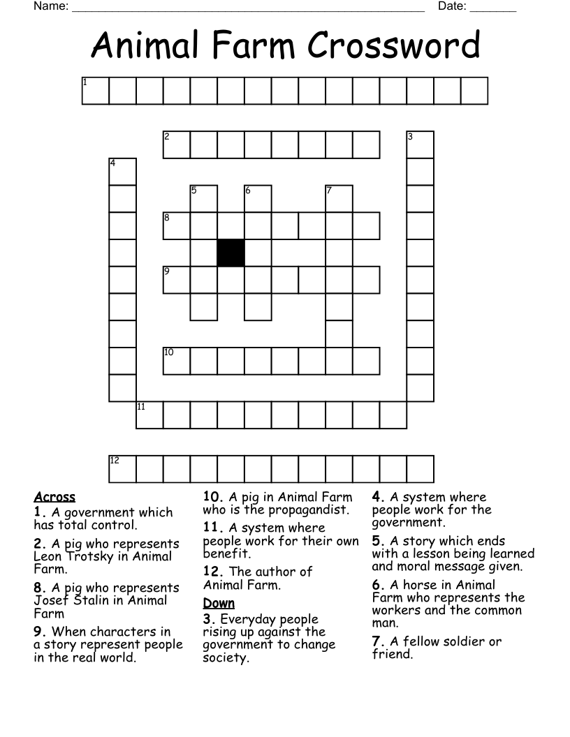 Animal Farm Crossword