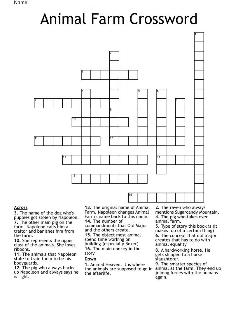 Animal Farm Crossword
