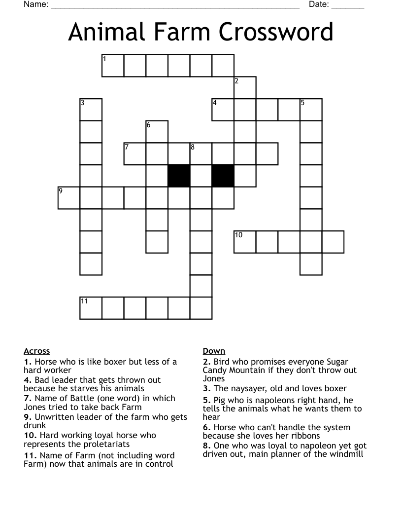 Animal Farm Crossword
