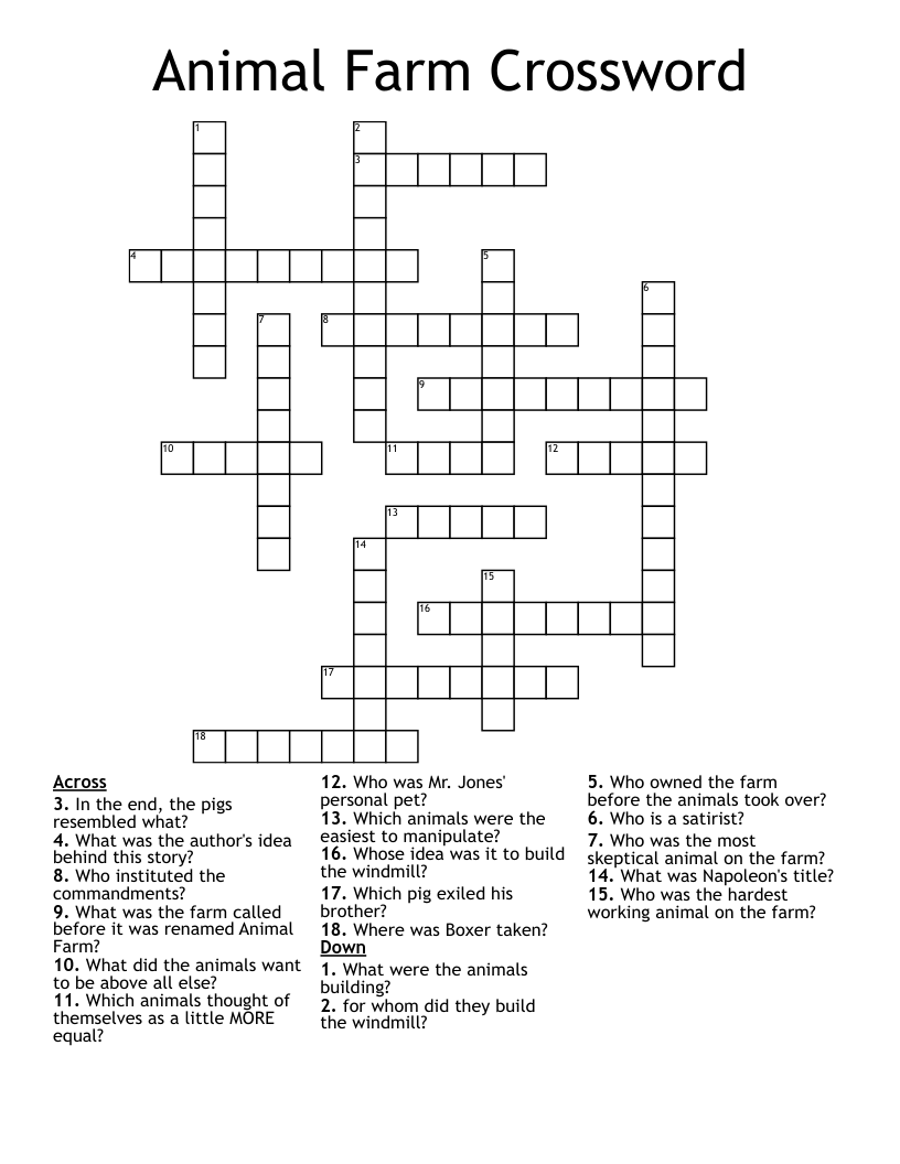 Animal Farm Crossword