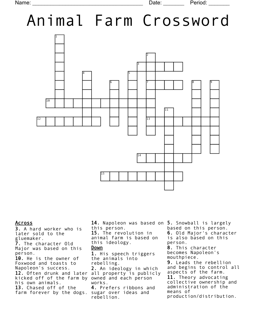 Animal Farm Crossword
