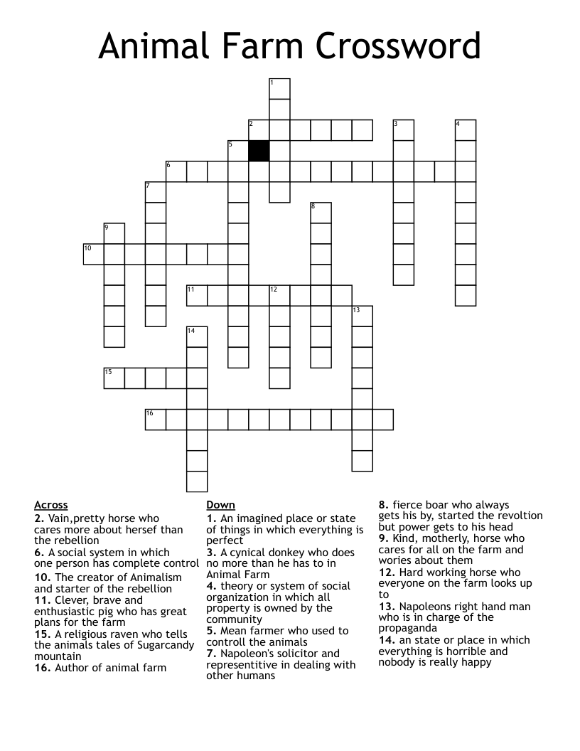 Animal Farm Crossword