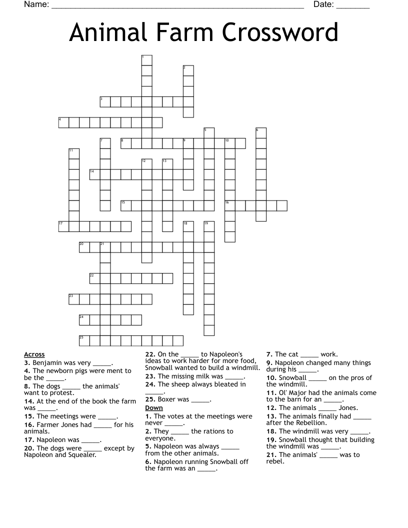 Animal Farm Crossword