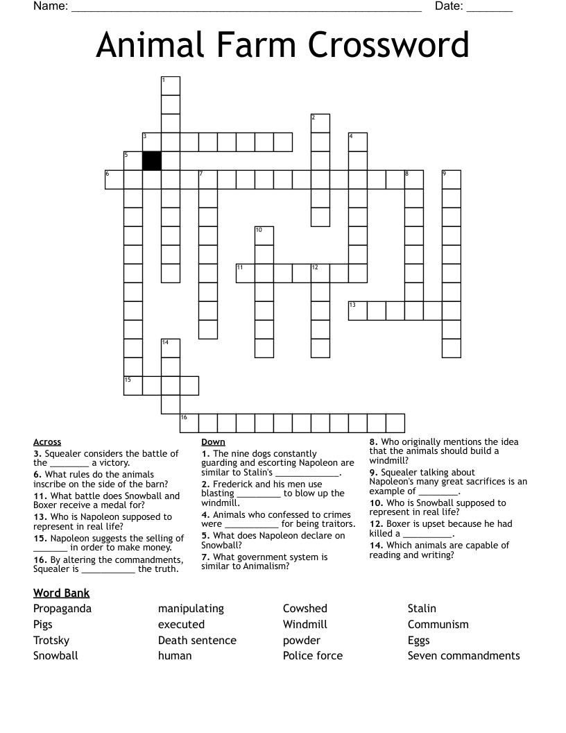 Animal Farm Crossword