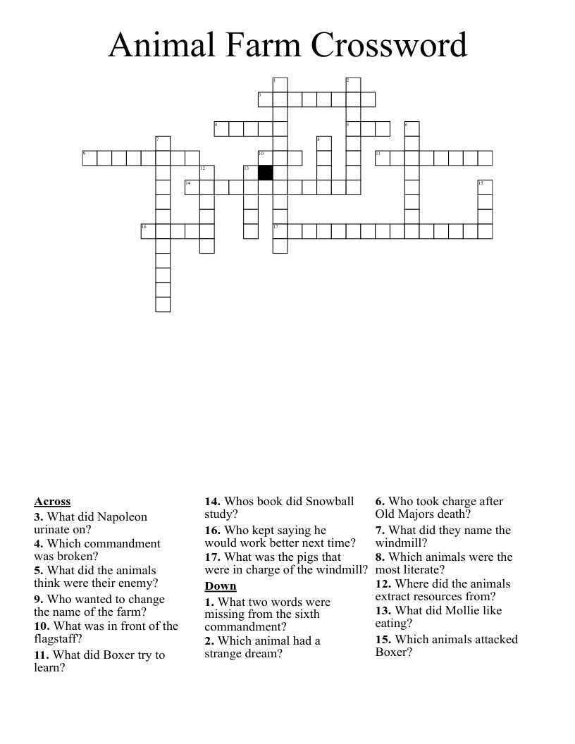 Animal Farm Crossword