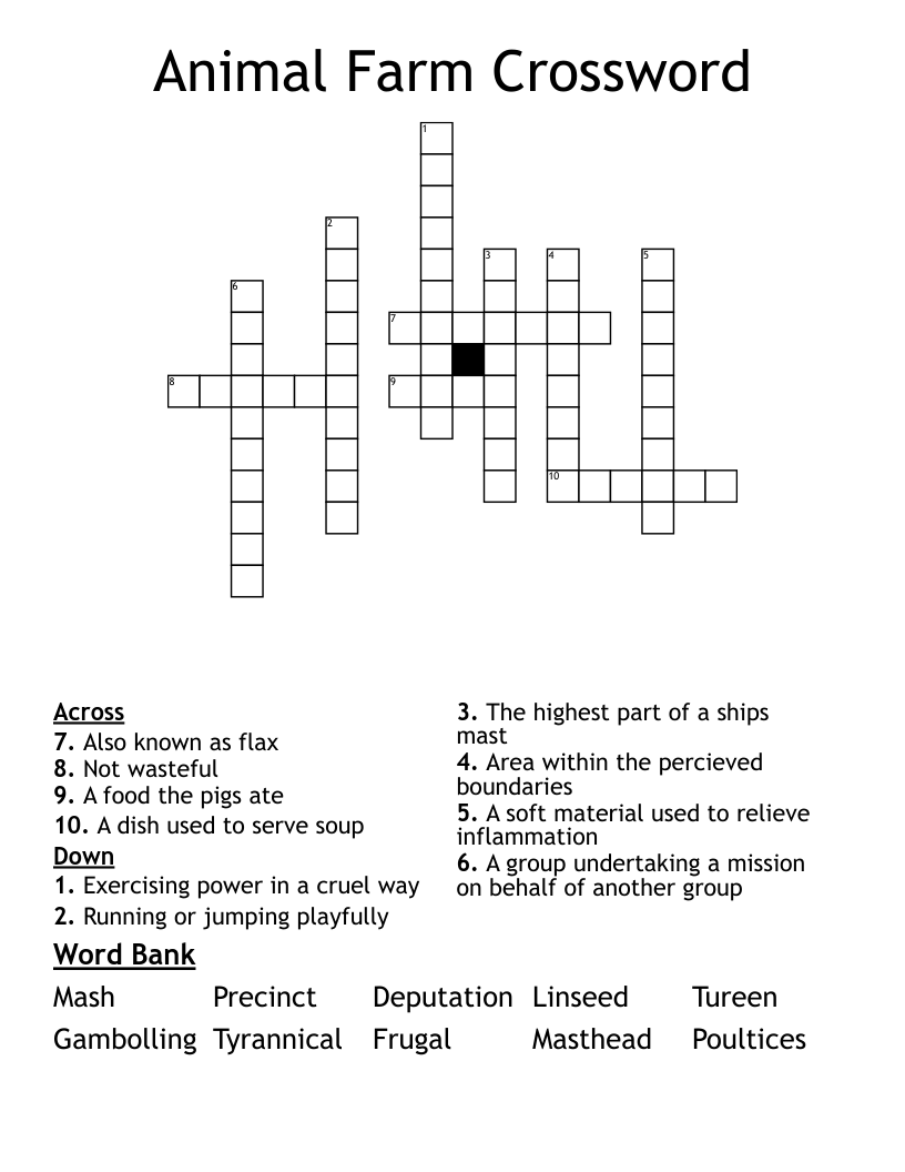 Animal Farm Crossword