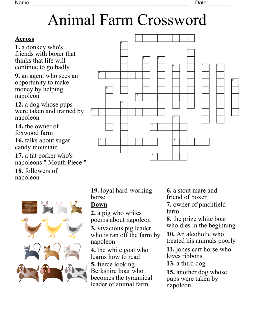 Animal Farm Crossword 