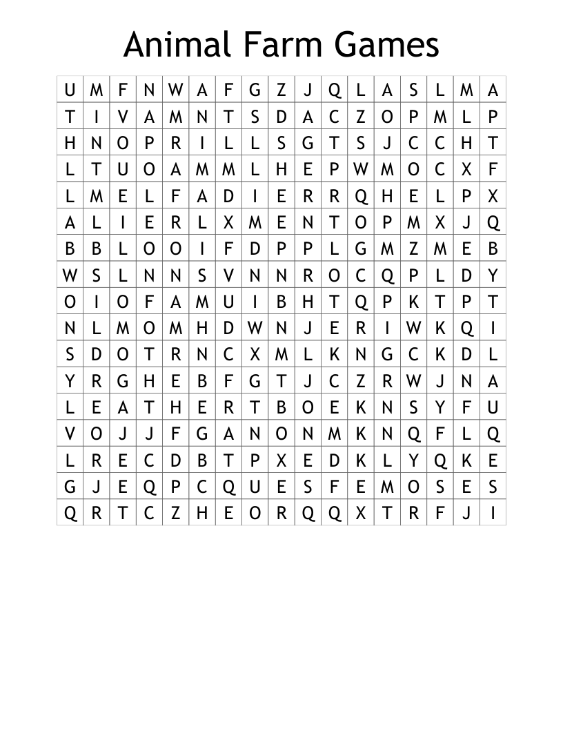 Animal Farm Games Word Search