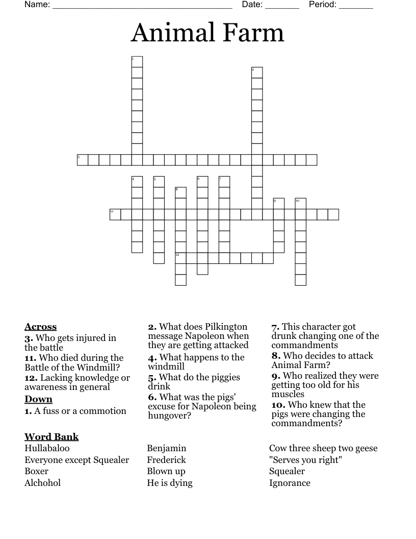 Animal Farm  Crossword