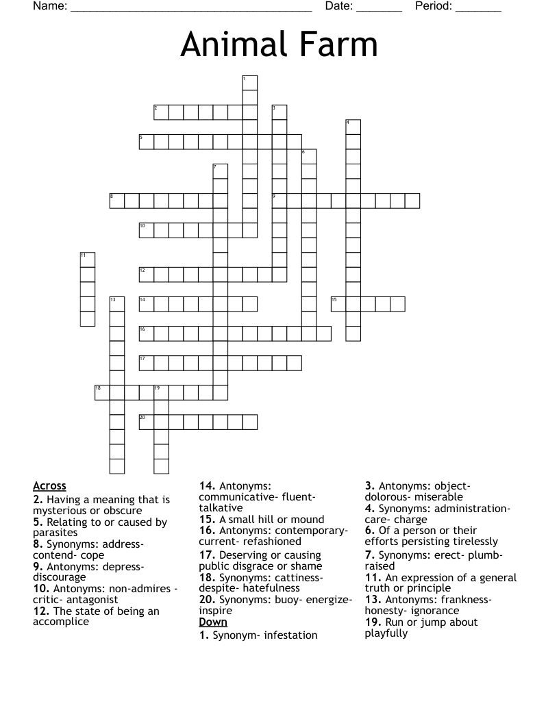 Animal Farm  Crossword