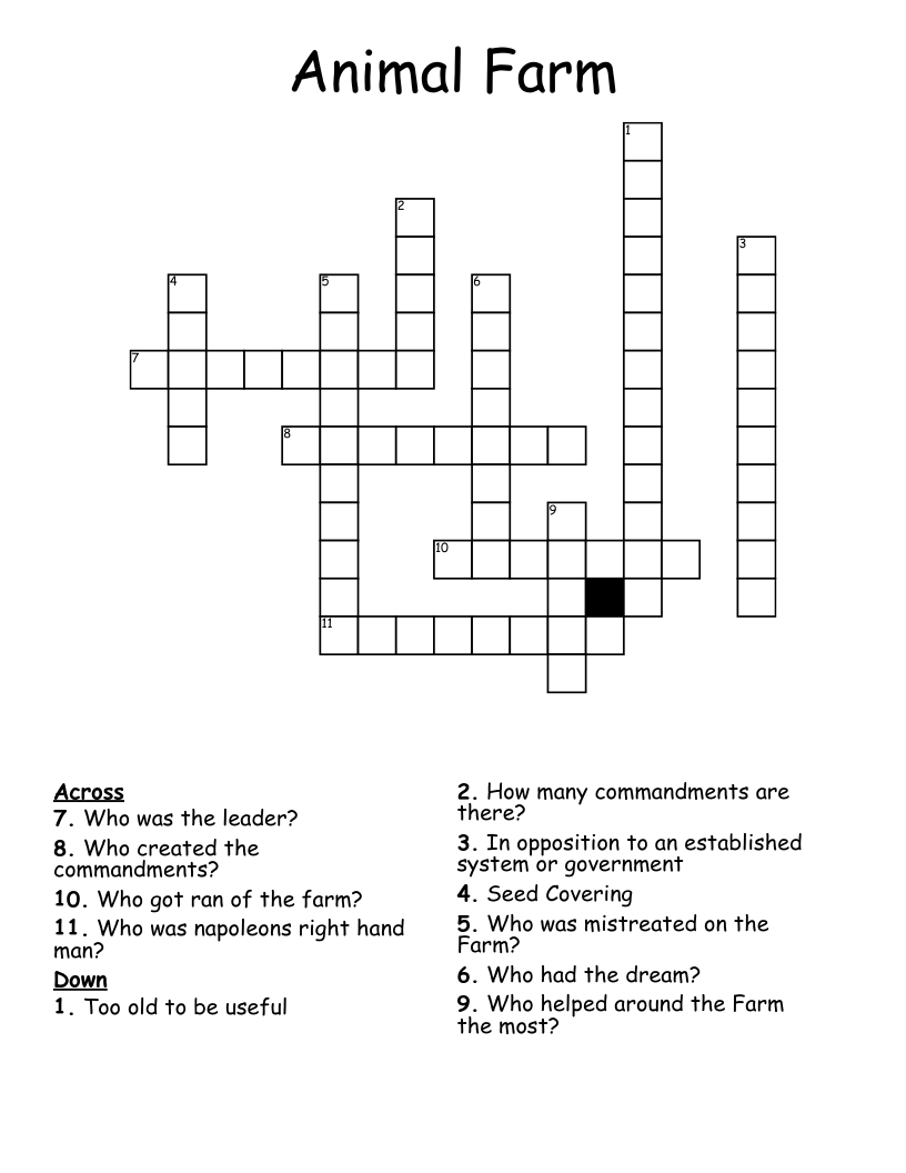 Animal Farm  Crossword