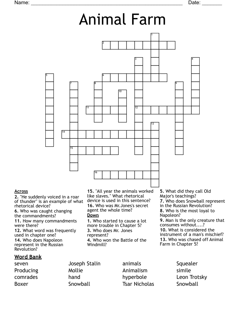 Animal Farm  Crossword