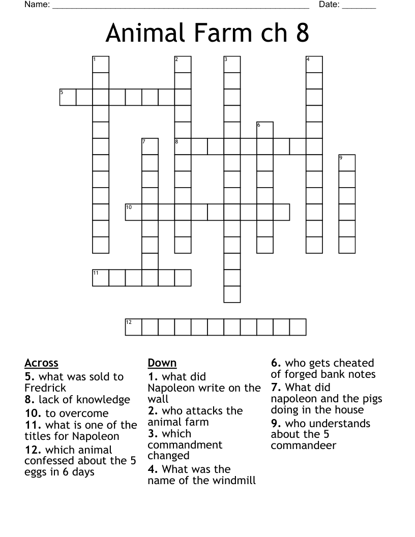 Animal Farm ch 8  Crossword