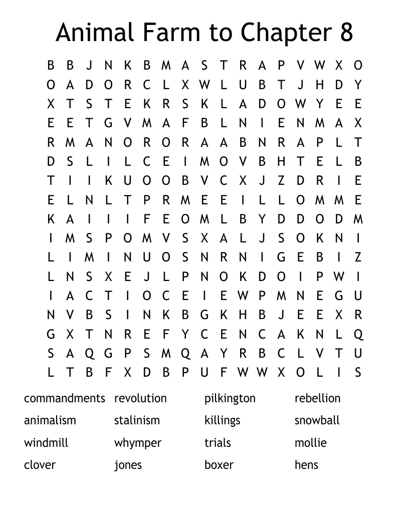 Animal Farm to Chapter 8 Word Search