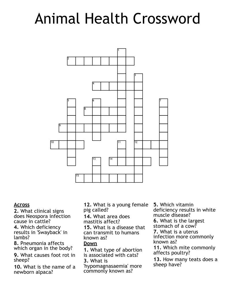 Animal Health Crossword