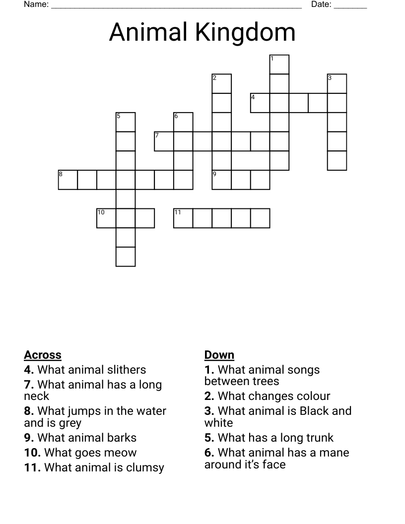 Animal Kingdom  Crossword
