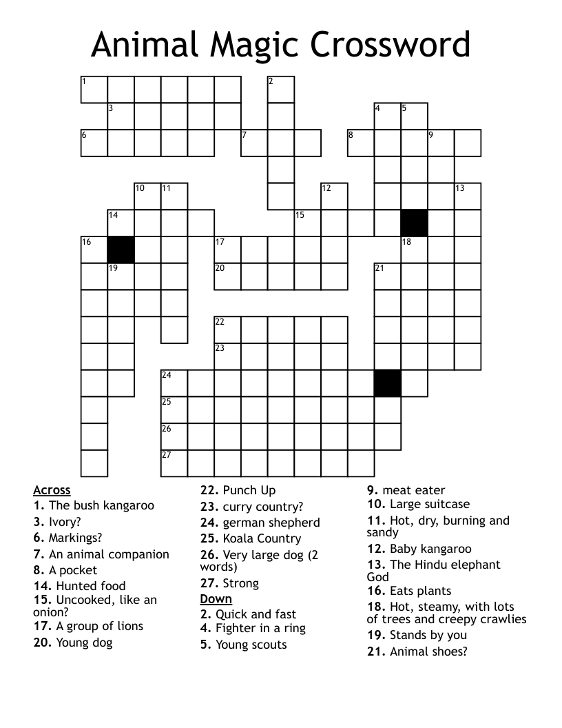 Animal Magic Crossword