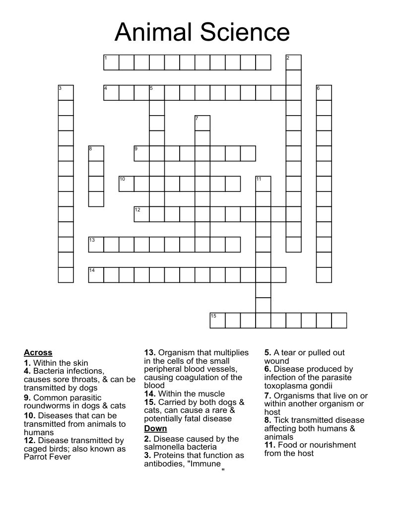 Animal Science Crossword
