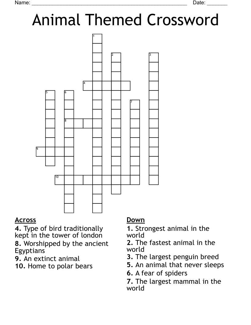 Animal Themed Crossword