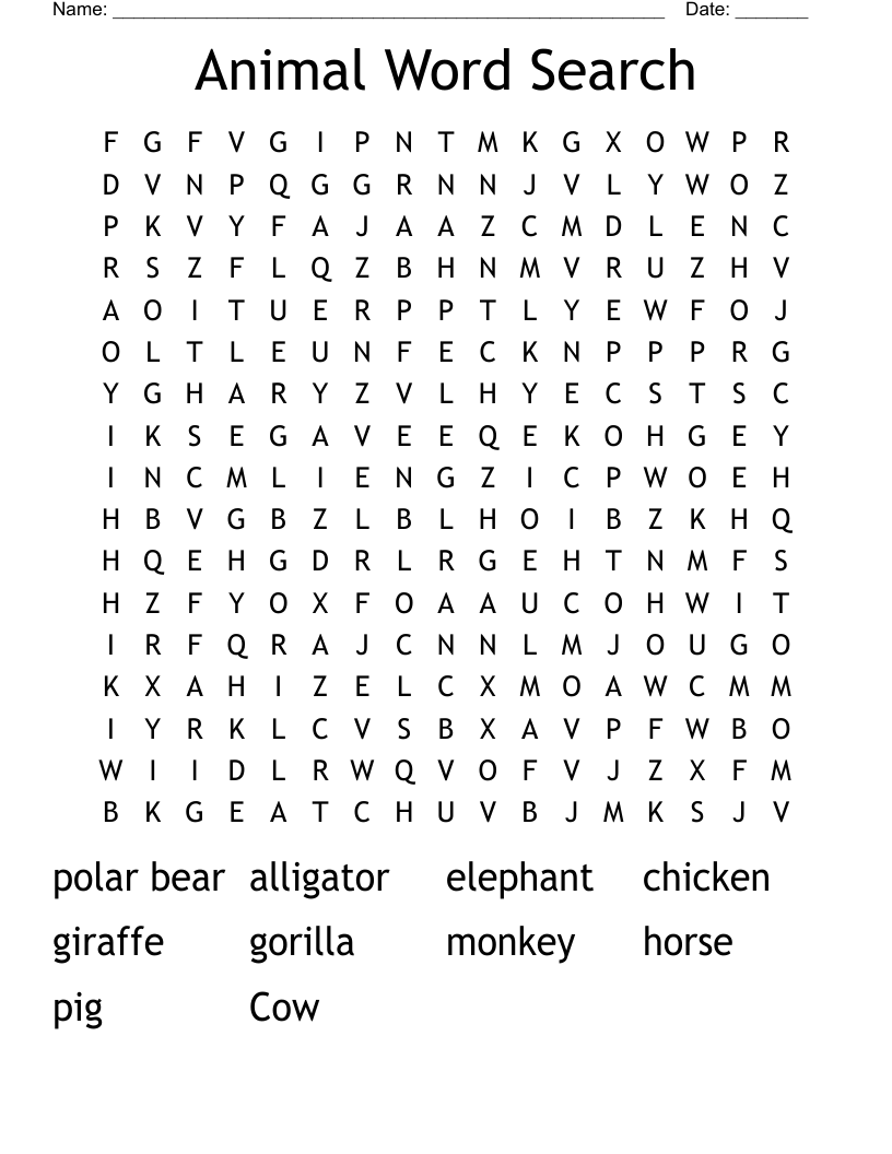 Animal Word Search