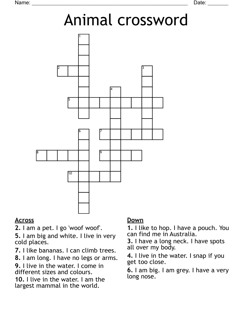 Animal crossword