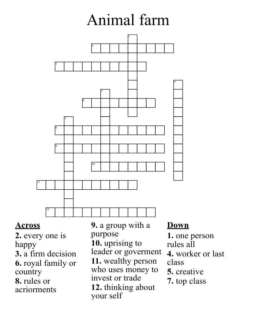 Animal farm Crossword