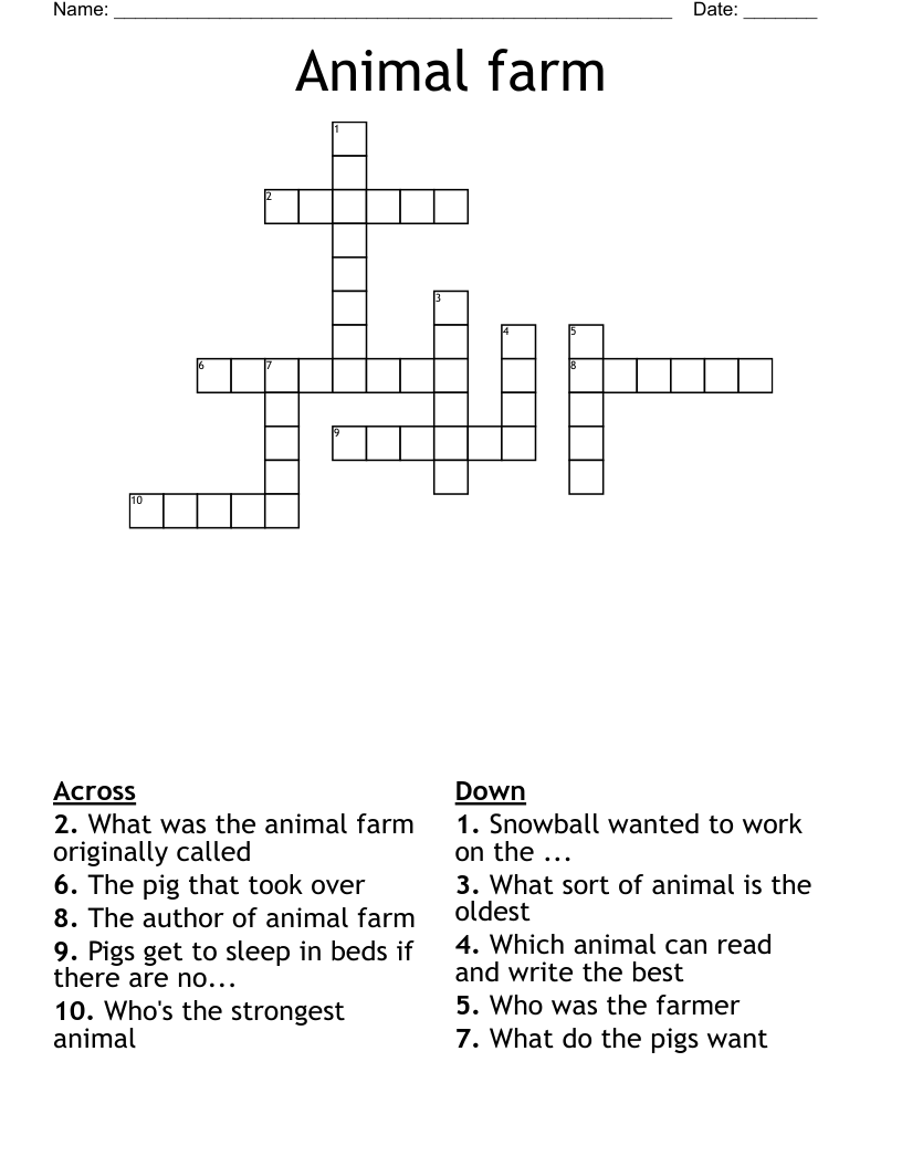 Animal farm Crossword