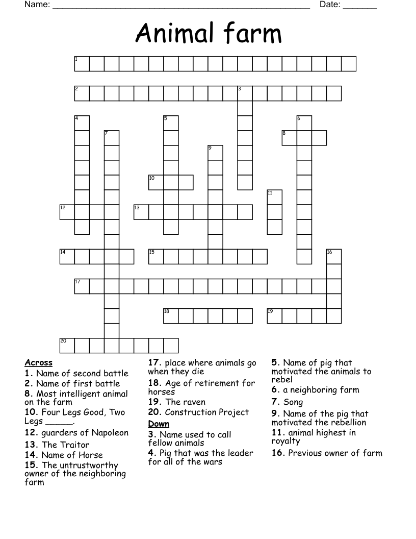 Animal farm Crossword