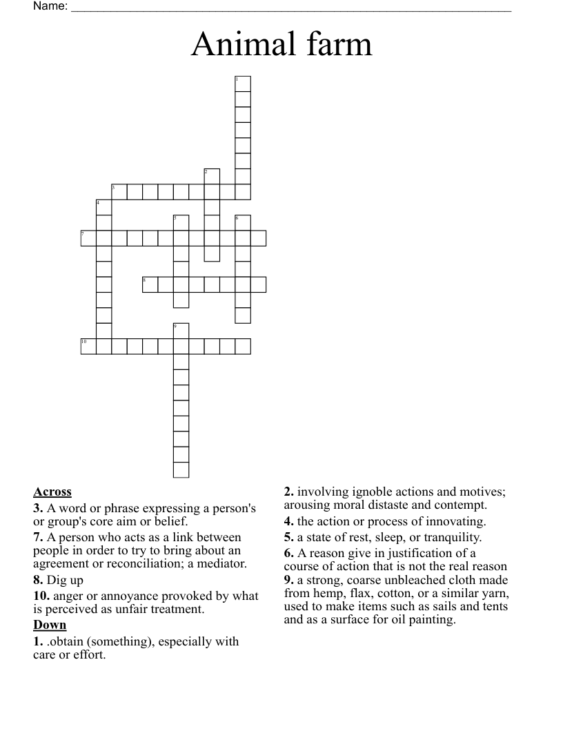 Animal farm Crossword