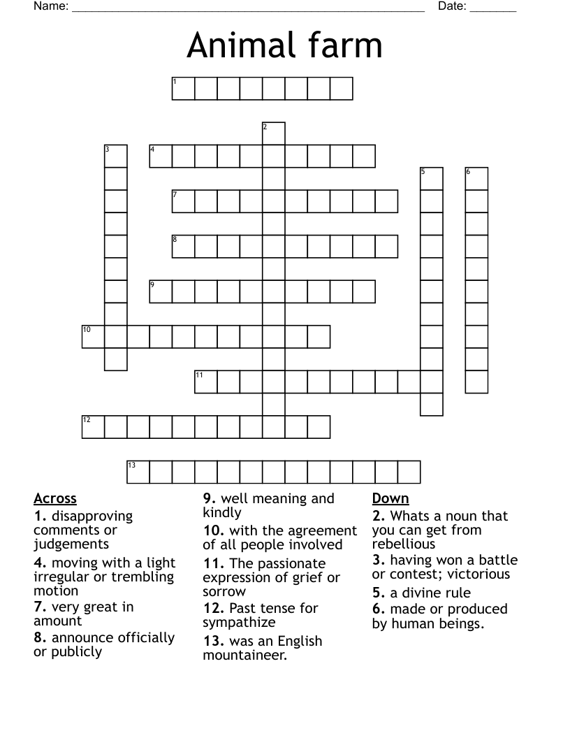 Animal farm Crossword