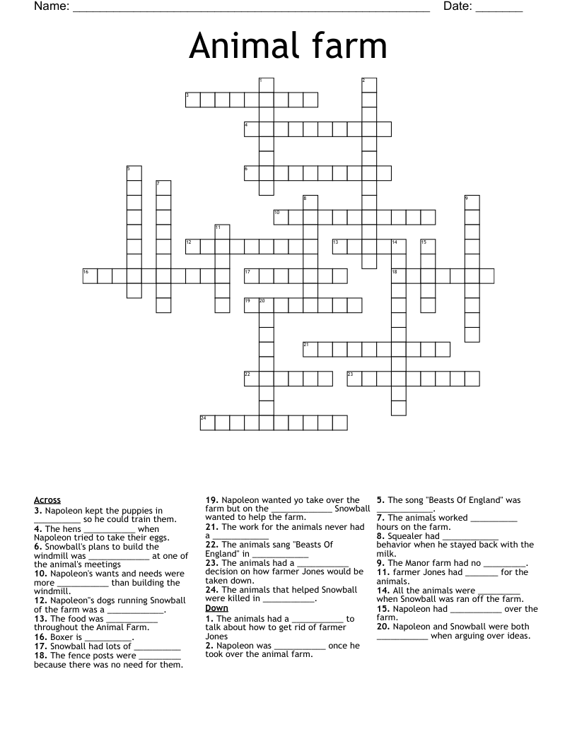 Animal farm Crossword