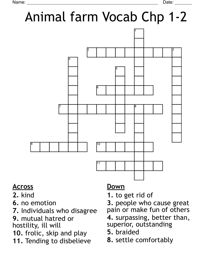 Animal farm Vocab Chp 1-2 Crossword