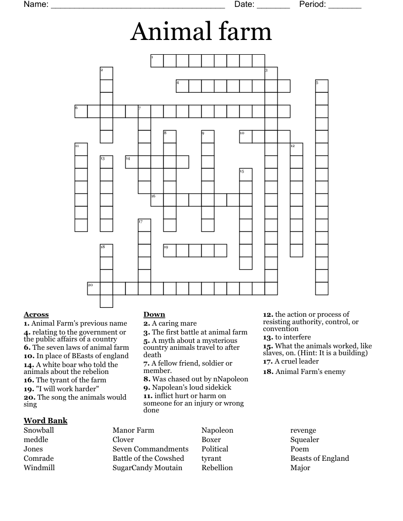 Animal farm  Crossword