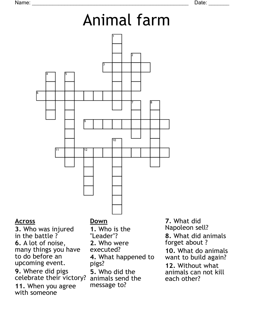 Animal farm  Crossword
