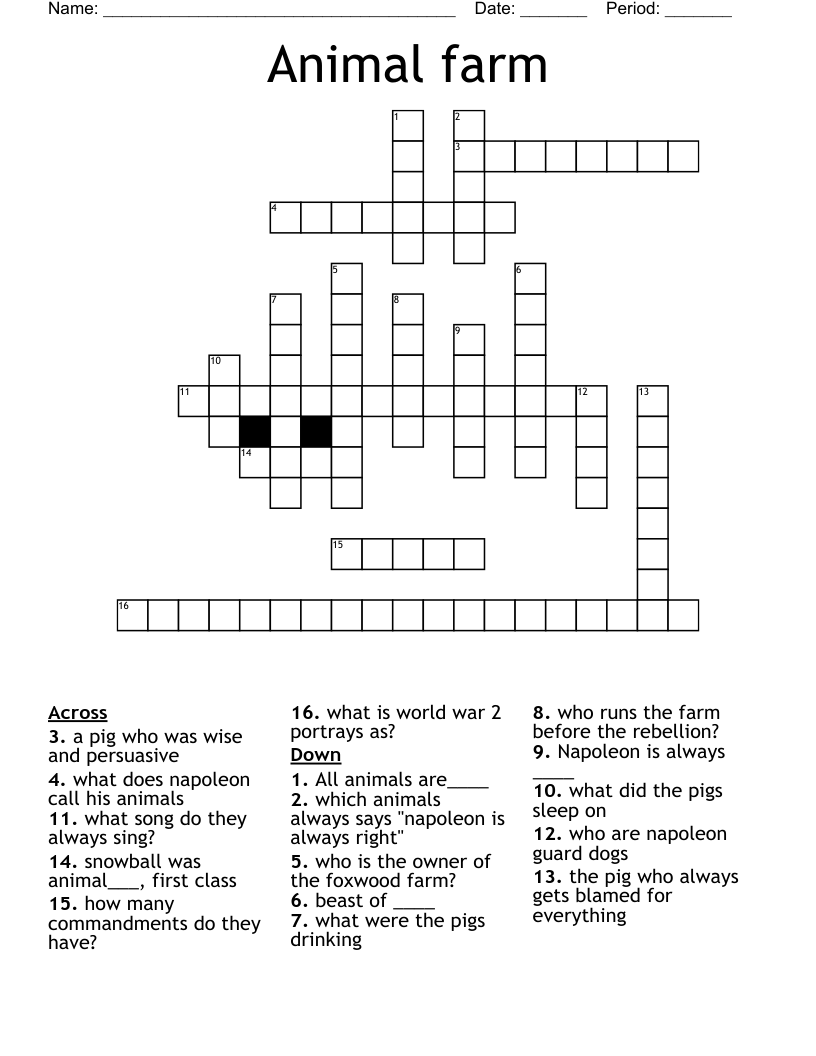 Animal farm  Crossword