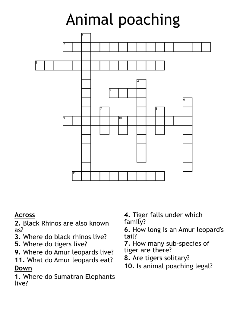 Animal poaching Crossword