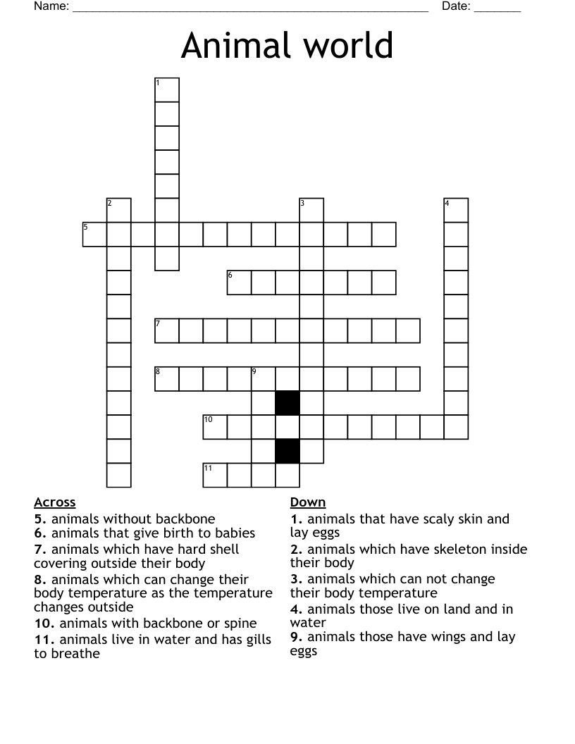 Animal world Crossword