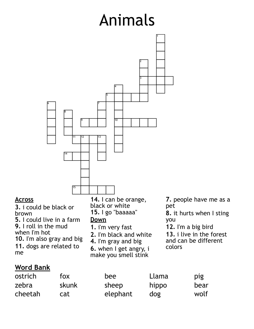 Animals Crossword