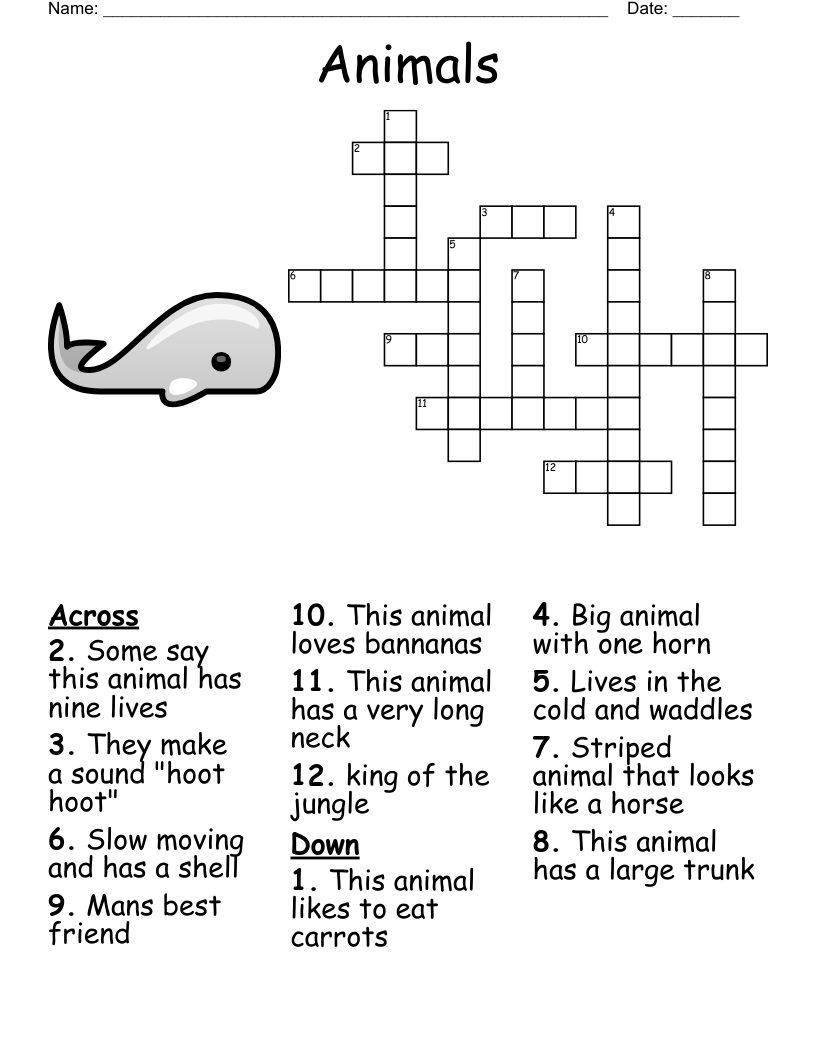 Animals Crossword