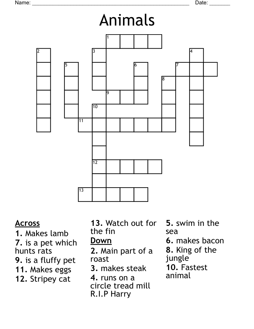 Animals Crossword