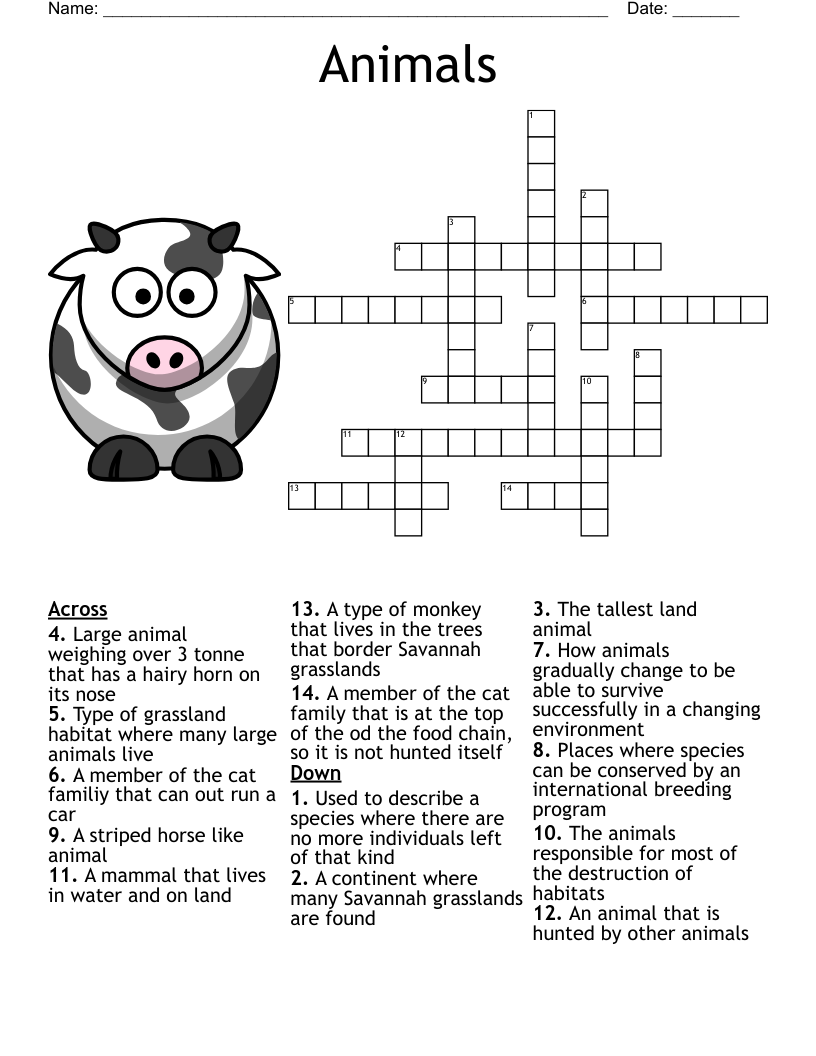 Animals Crossword