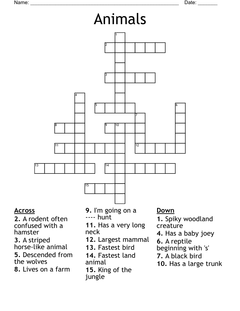 Animals Crossword