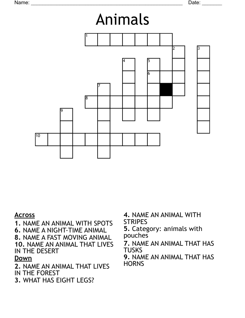 Animals Crossword