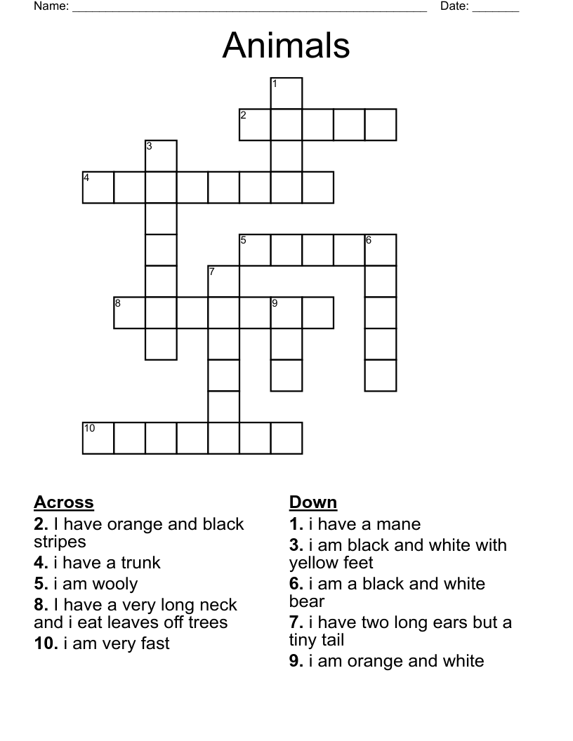 Animals Crossword