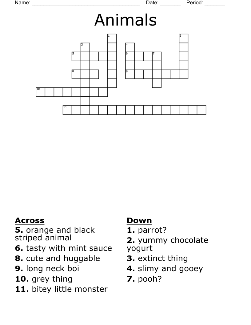 Animals Crossword