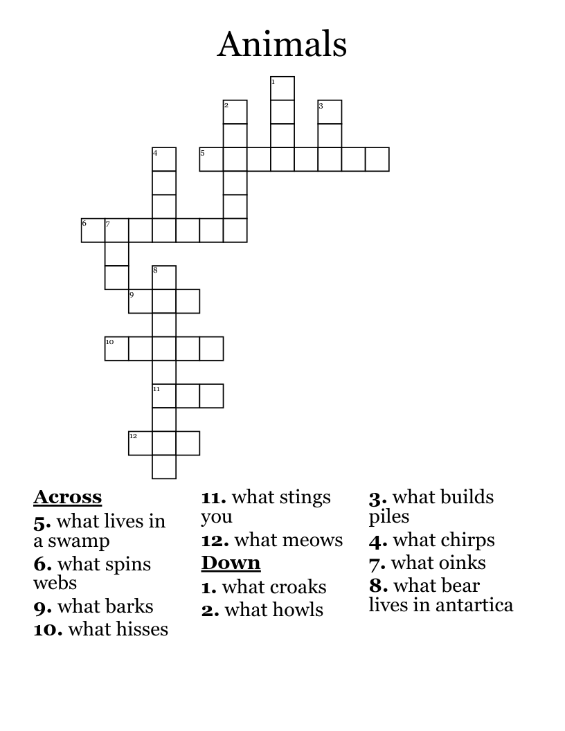 Animals Crossword