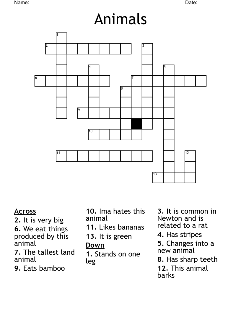 Animals Crossword