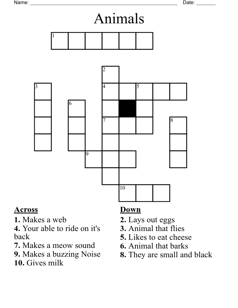 Animals Crossword