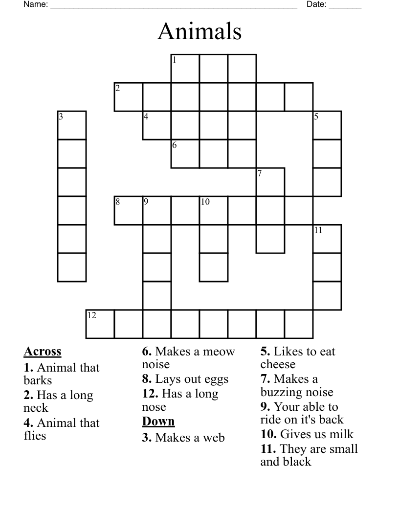 Animals Crossword