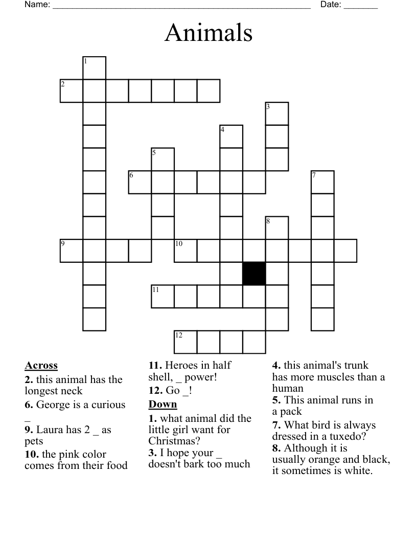 Animals Crossword